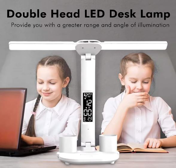LED Dimmable Desk Lamp with LCD Display – 3 Colour Modes, Eye-Caring Reading Light for Office, Bedroom & Study (Large, Energy Class F) A-B0BWXP85LM-B