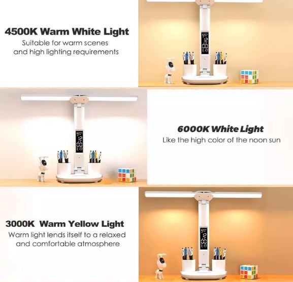 LED Dimmable Desk Lamp with LCD Display – 3 Colour Modes, Eye-Caring Reading Light for Office, Bedroom & Study (Large, Energy Class F) A-B0BWXP85LM-B