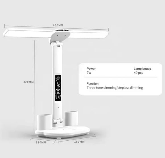 LED Dimmable Desk Lamp with LCD Display – 3 Colour Modes, Eye-Caring Reading Light for Office, Bedroom & Study (Large, Energy Class F) A-B0BWXP85LM-B